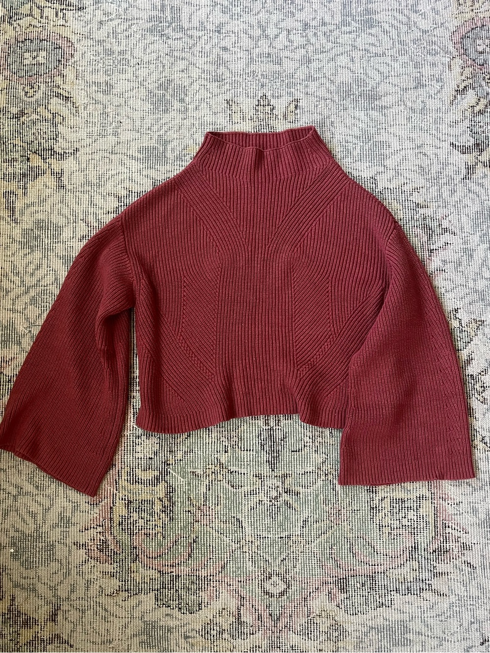 Anthropologie Cropped Knit Sweater in Rust Pink